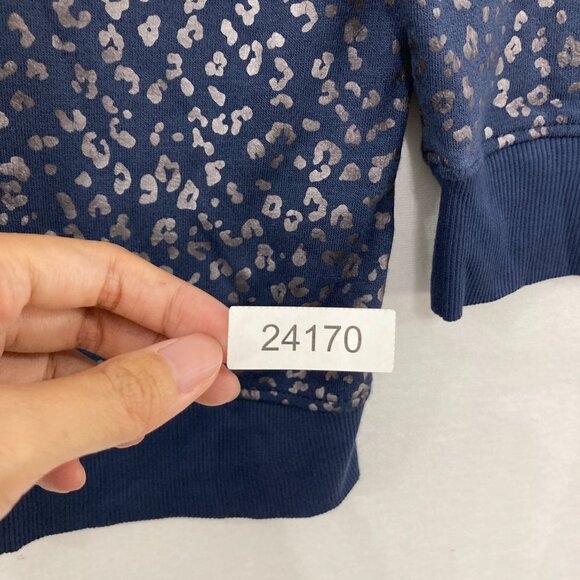 New Jane and Delancey Medium Navy Metallic Leopard Print Stretch Sweatshirt - Picture 10 of 10